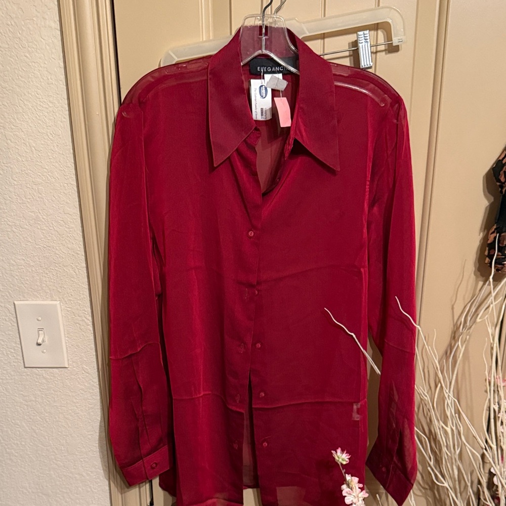 Elegant Deep Red Button Down Shirt